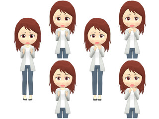 [Surprise A] Woman cardigan wavy hair front