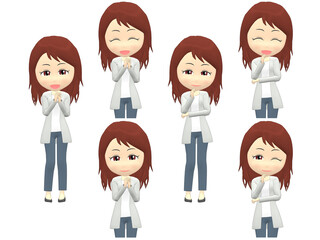 [Fun A] Woman cardigan wavy hair front