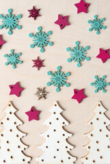 christmas tree decorations on wood