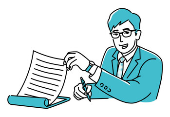 書類の処理をするビジネスパーソン