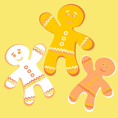 Illustration a square background - a gingerbread man, a festive curly cookie. Design element