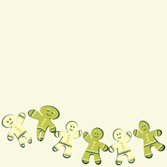 a frame of ginger cookies. Gingerbread men. Design element