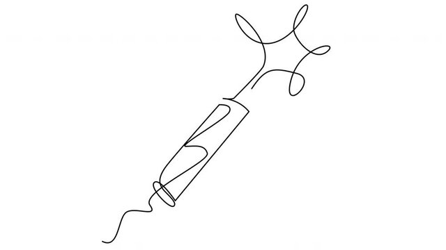 Self-drawing a simple firecracker in one line on a white background. Animation of the icon with exploding festive fireworks. 4k stock video with alpha channel for whiteboard, chalkboard, presentation.