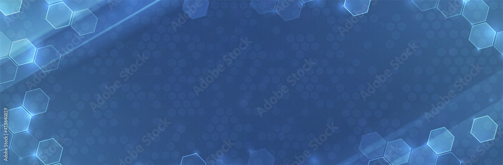 Poster futuristic hexagon background. blue hexagonal pattern. modern vector illustration
