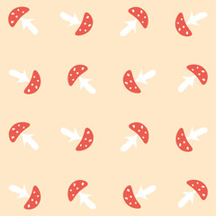 Seamless pattern with autumn leaves and mushrooms	
