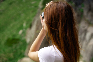 woman photographer outdoors landscape travel fresh air