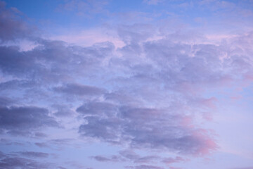 blue sky with clouds, sunset hour, magic hour, pink clouds, pink sky, 