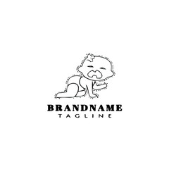baby face flat logo cartoon icon design template black isolated vector illustration