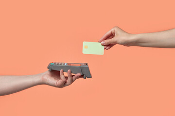 Woman paying with credit card