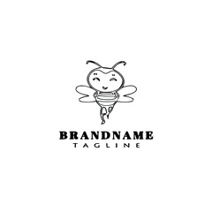 unique bee logo icon design template cartoon black cute vector illustration