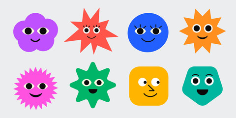 Obraz premium Collection of Cute Emoticon Faces Various Emotions. Set Of Comic Characters Vector Design.