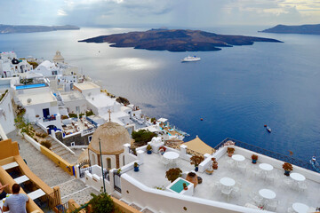 View from  the top of Fira Santorini 