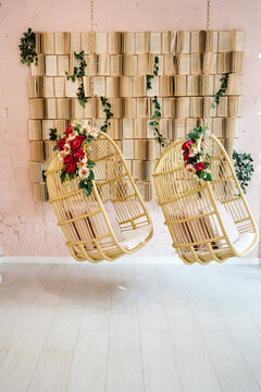 Hanging chairs in light waiting room
