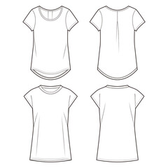 Women's basic top fashion vector sketch, Apparel template