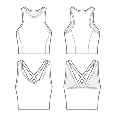 Women's tank top fashion vector sketch, Apparel template
