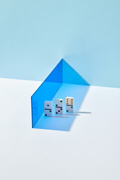 Domino pieces with blue light