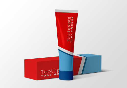 Toothpaste Tube and Paper Box Mockup