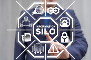 Concept of information silo. The problem and inefficiency of disparate big data storage,...
