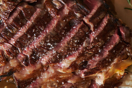 Sliced Tomahawk Steak.