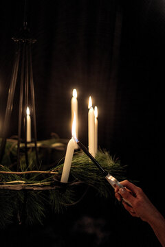 Lighting the candles