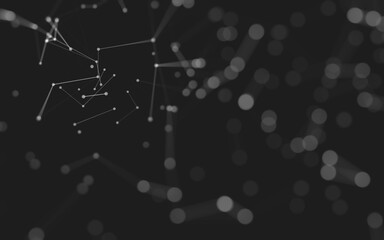 Abstract background. Molecules technology with polygonal shapes, connecting dots and lines. Connection structure. Big data visualization.