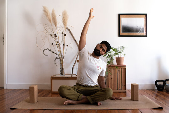 Asana yoga practice with cork blocks