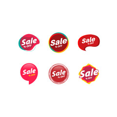 Set of simple and colorful sale tags.