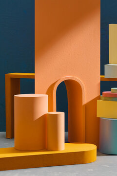 Geometric objects and shadows on the wall.
