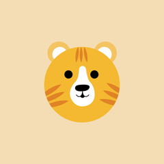 Cute tiger head. New Year 2022