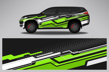 Car wrap design race livery vehicle vector. Graphic stripe racing background kit designs for vehicle, race car, rally, adventure and livery