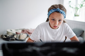 Child focused on education process