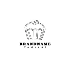 delicious cupcake logo cartoon icon design template black isolated vector illustration