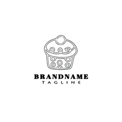 cupcake logo cartoon icon design template black isolated vector