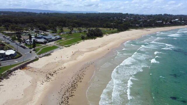 4K drone footage over Mollymook beach, NSW, Australia