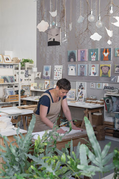 Young Artist Preparing Canvas For Painting