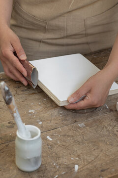 Young Artist Preparing Canvas For Painting