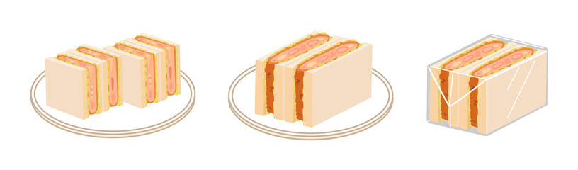 エビカツサンドのセット　四角