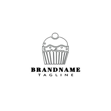 flat cupcake logo cartoon icon design template black isolated vector illustration