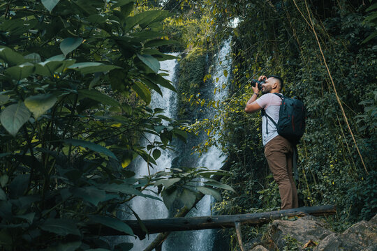 Man taking photos in nature