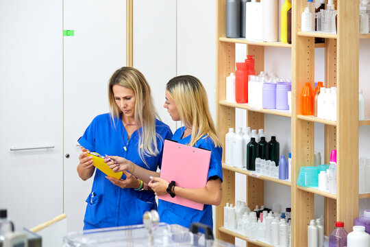 Women working in laboratory at factory
