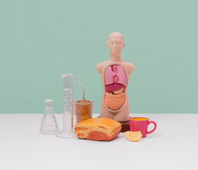 Still life with plastic miniature objects