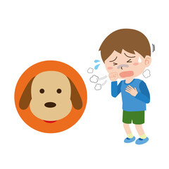 犬アレルギーで咳が出る男の子