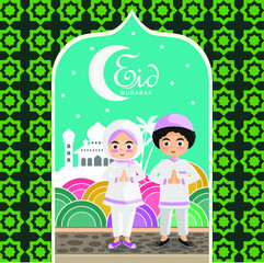 Eid al-Fitr, families visit each others tradition of Eid illustrations