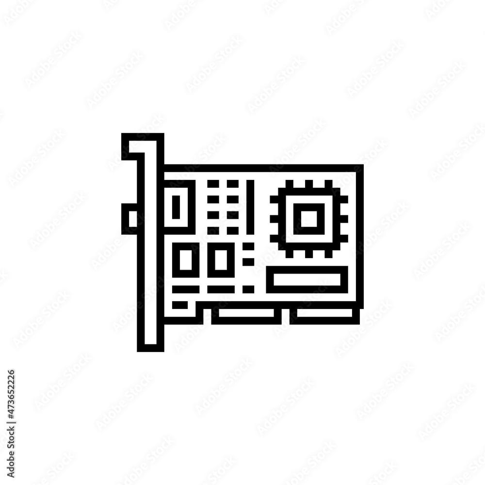 Poster network card vector icon. computer component icon outline style. perfect use for logo, presentation,