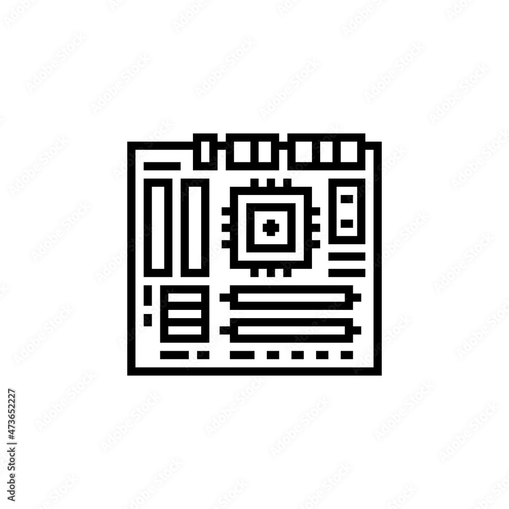 Poster motherboard vector icon. computer component icon outline style. perfect use for logo, presentation, 