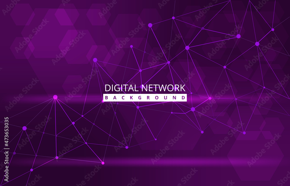 Poster hexagon digital network connection internet computer technology background