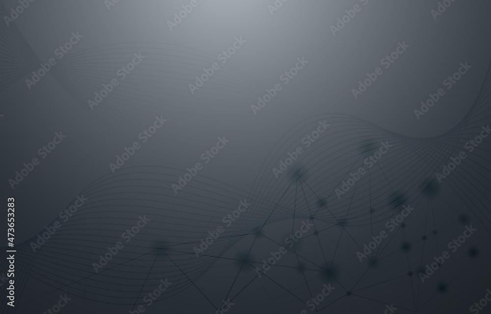 Fototapete Wave Lines Digital Network Connection Internet Computer Technology Background