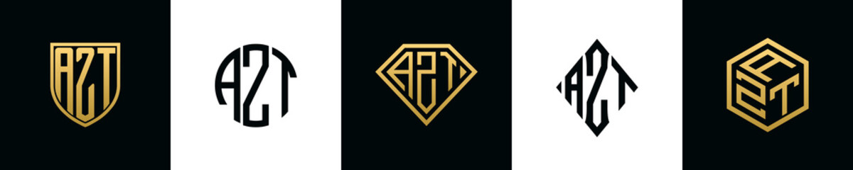 Initial letters AZT logo designs Bundle