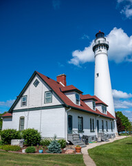 Fototapeta na wymiar lighthouse on the coast of wisconsin