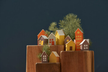 Houses from paper and a color cardboard.